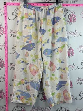 fresh produce Pastel Tropical Print Lounge Pants in Blue, Pink, Yellow, Green